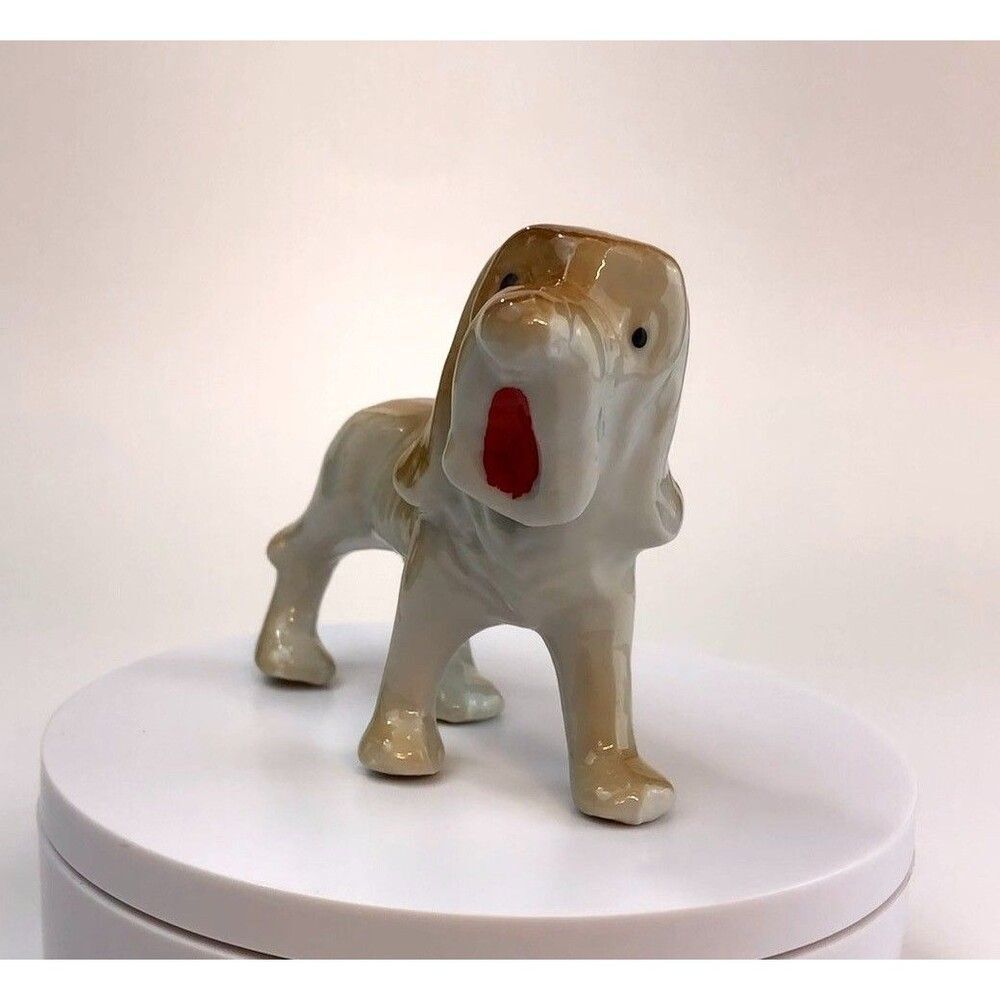 Vintage Dog Figurine Porcelain Japan 2.75” Tall 3.5” Long